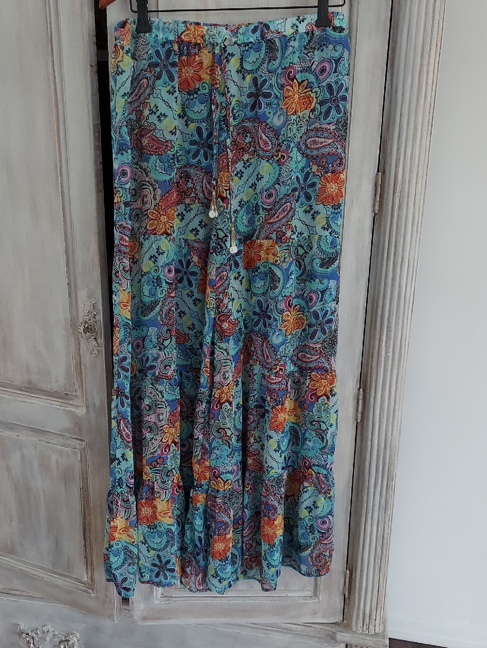 Bleu Rod Beattie Teal Paisley & Floral Maxi Coverup